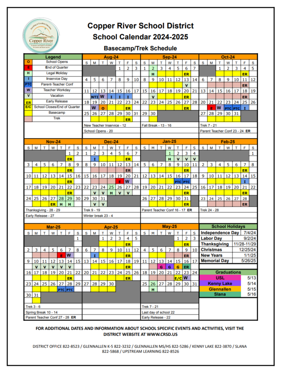 2024 - 2025 Calendar