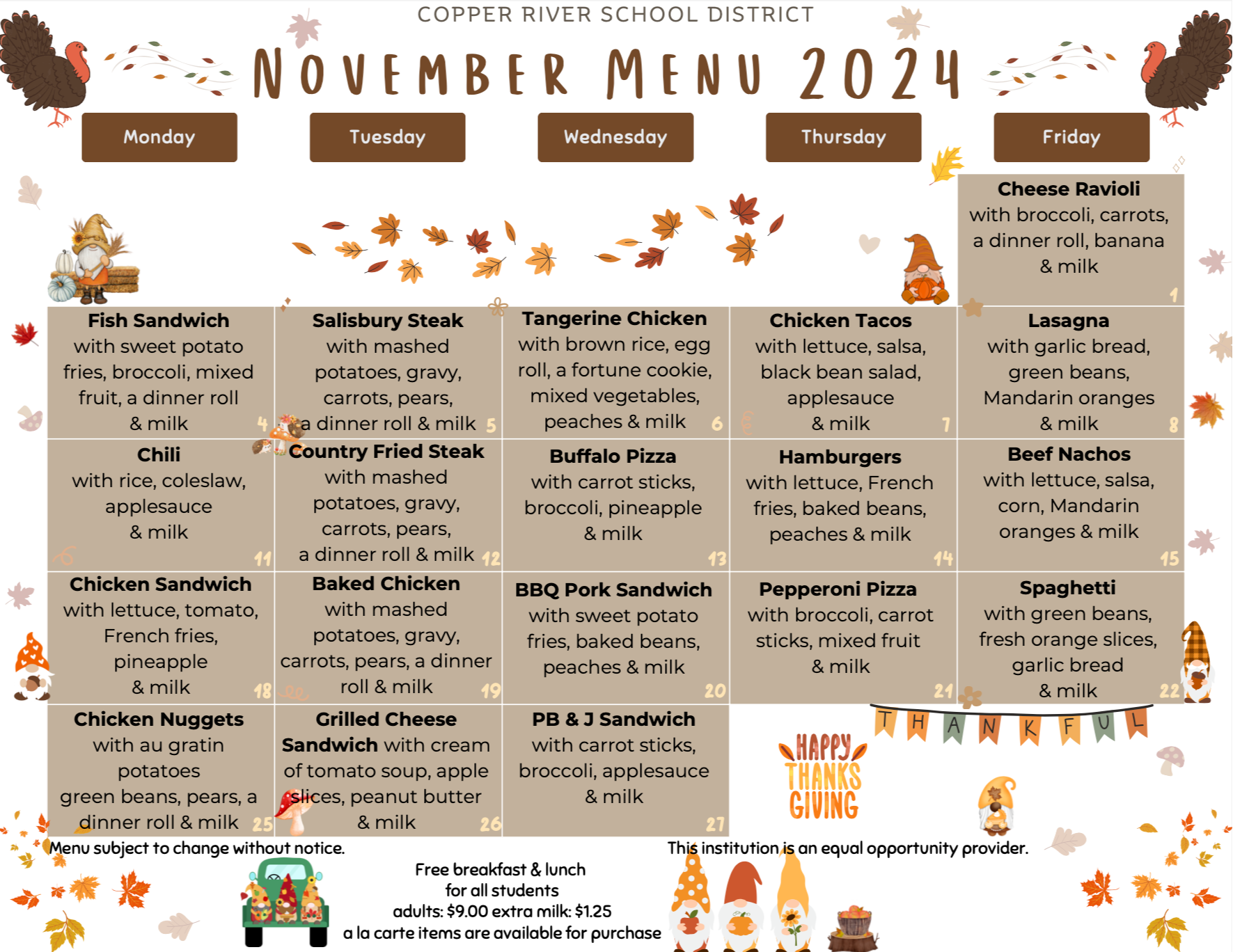 November Menu