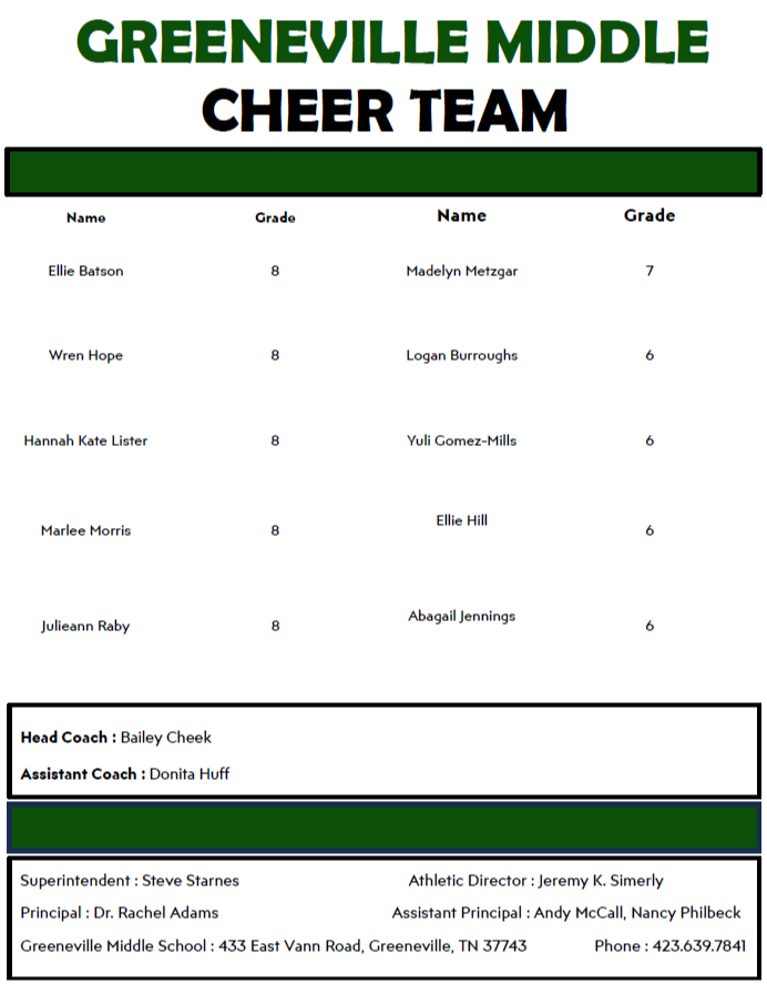 Cheer Roster