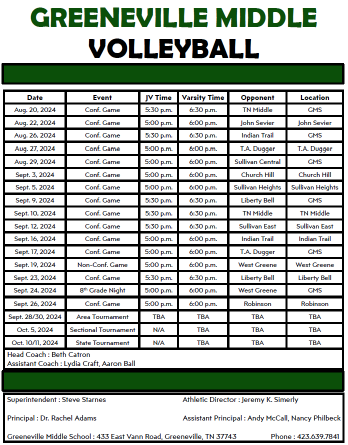 Volleyball Schedule