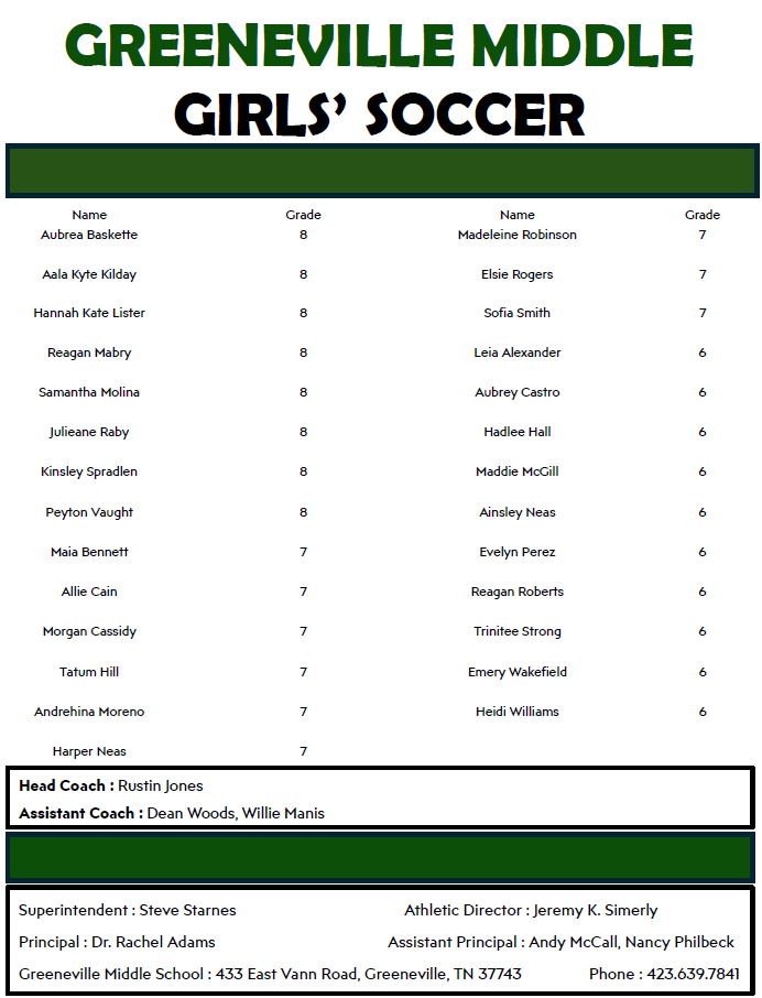 Soccer Roster