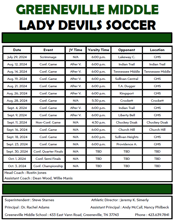 Soccer Schedule