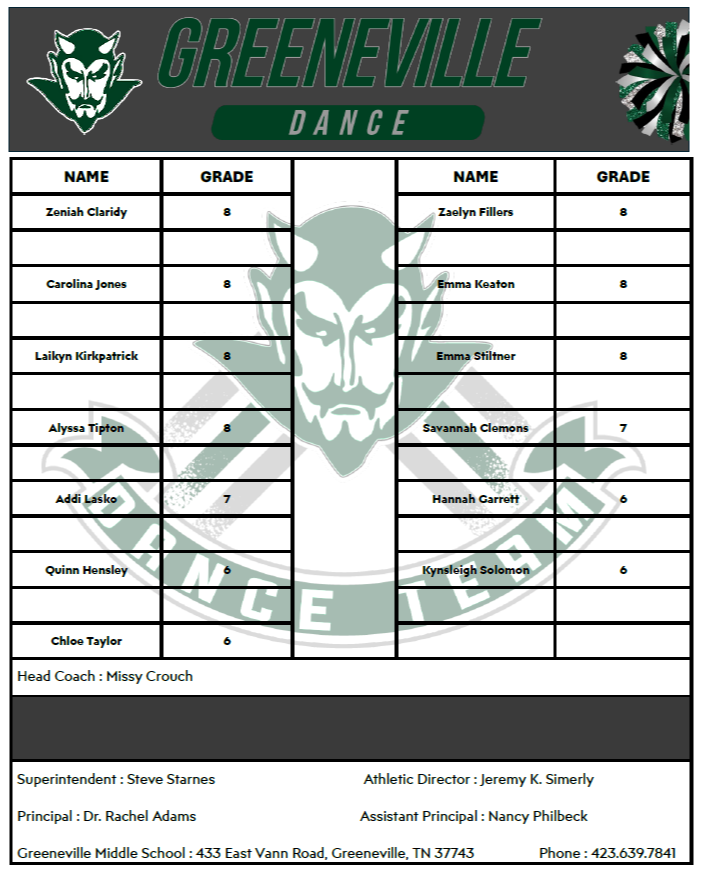 Dance Team Roster