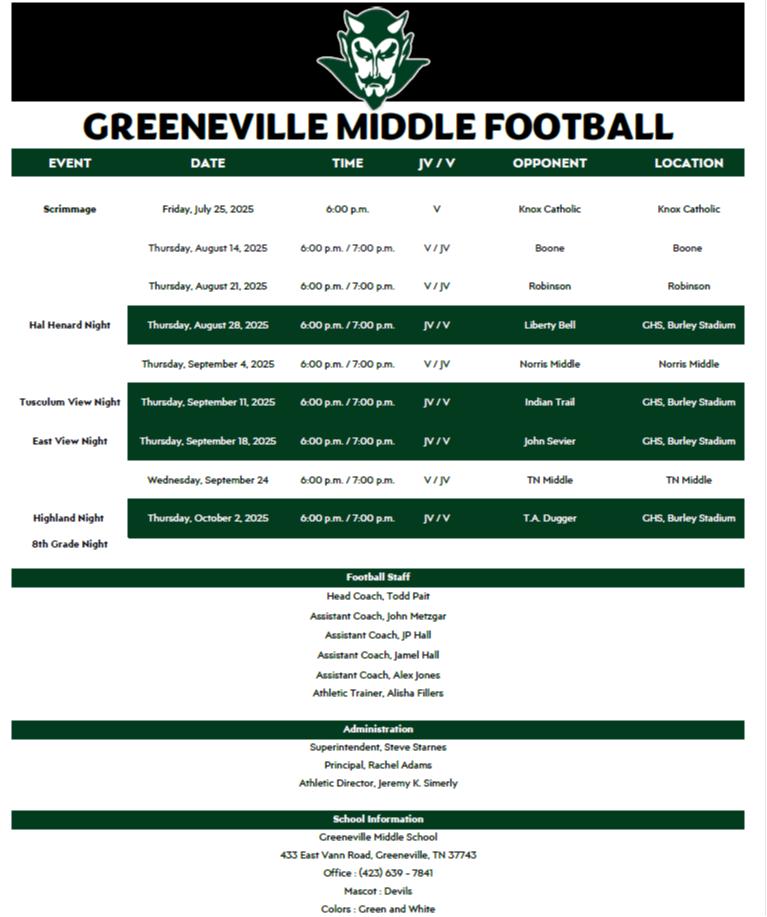 Football Schedule