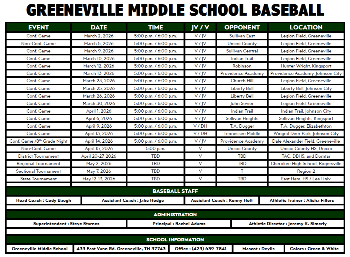 Baseball Schedule