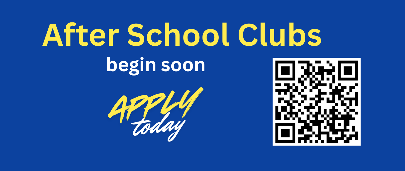 Blue banner with QR code