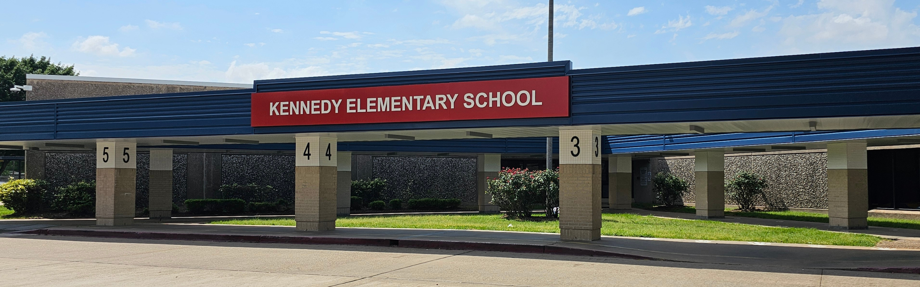 Exterior Image of the School Letter on a Awning 