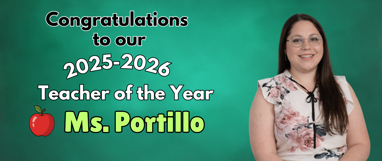 Teacher of the year 2025-26 Ms. Portillo Banner