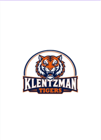 Logo with white background features an orange tiger's face. Text reads "KLENTZMAN TIGERS".