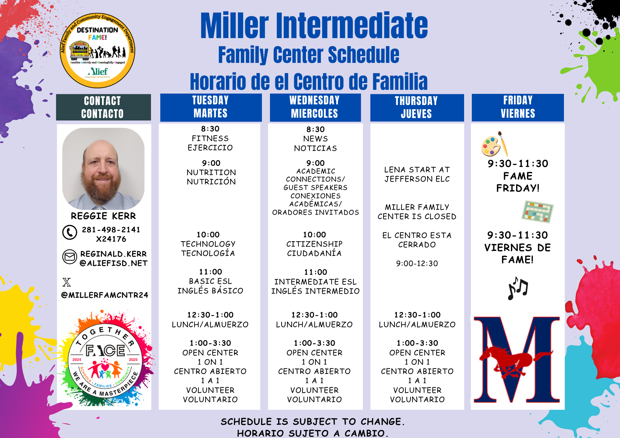 Family Center Schedule