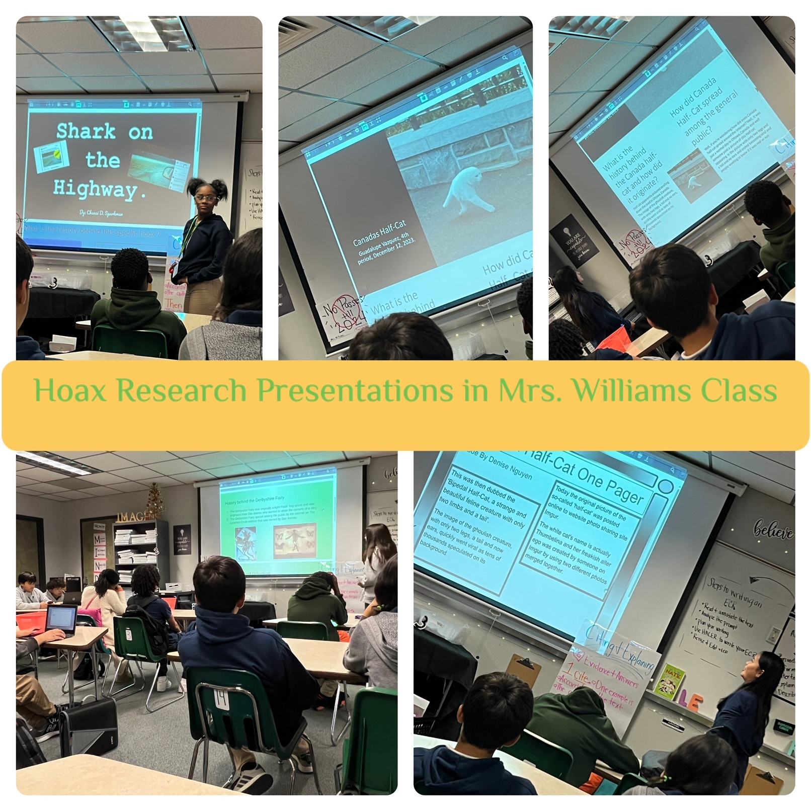 Hoax Presentations in Ms. Williams' Class