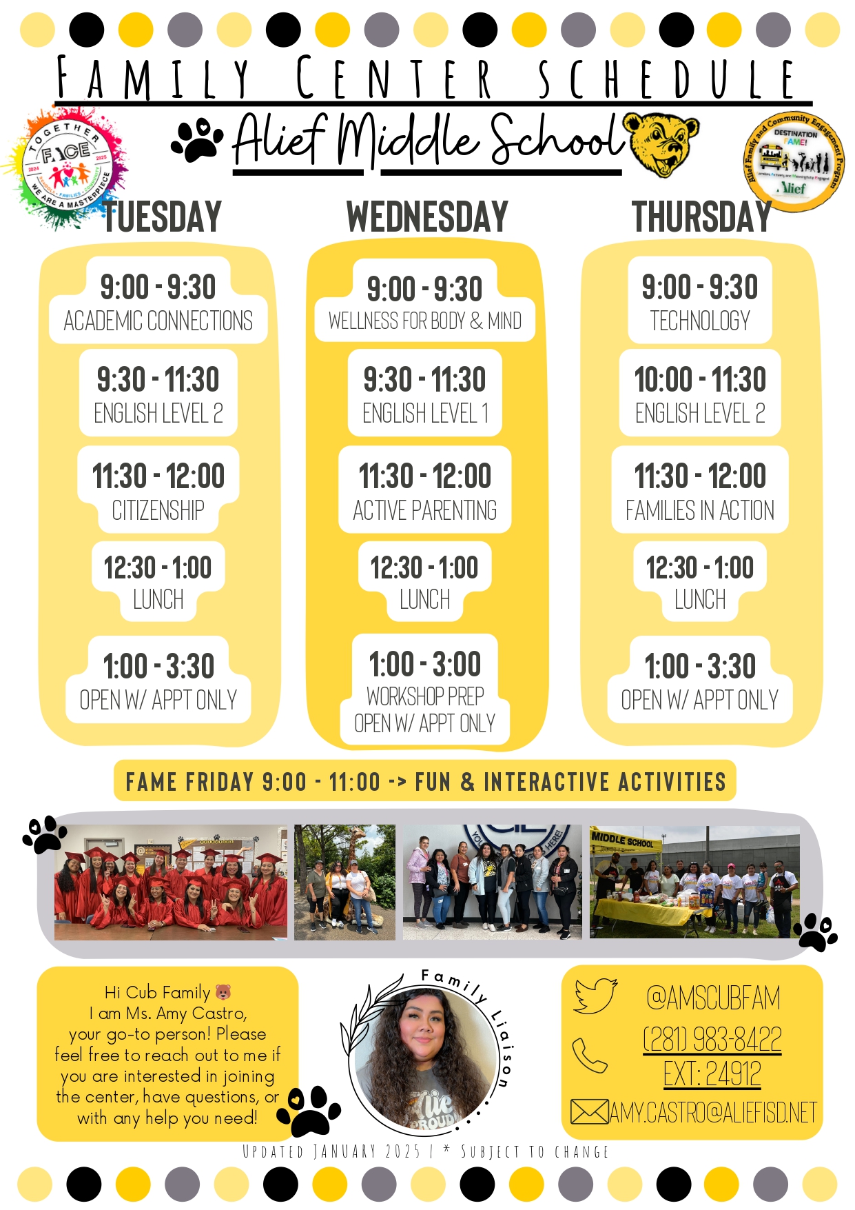 Family Center Schedule 1 