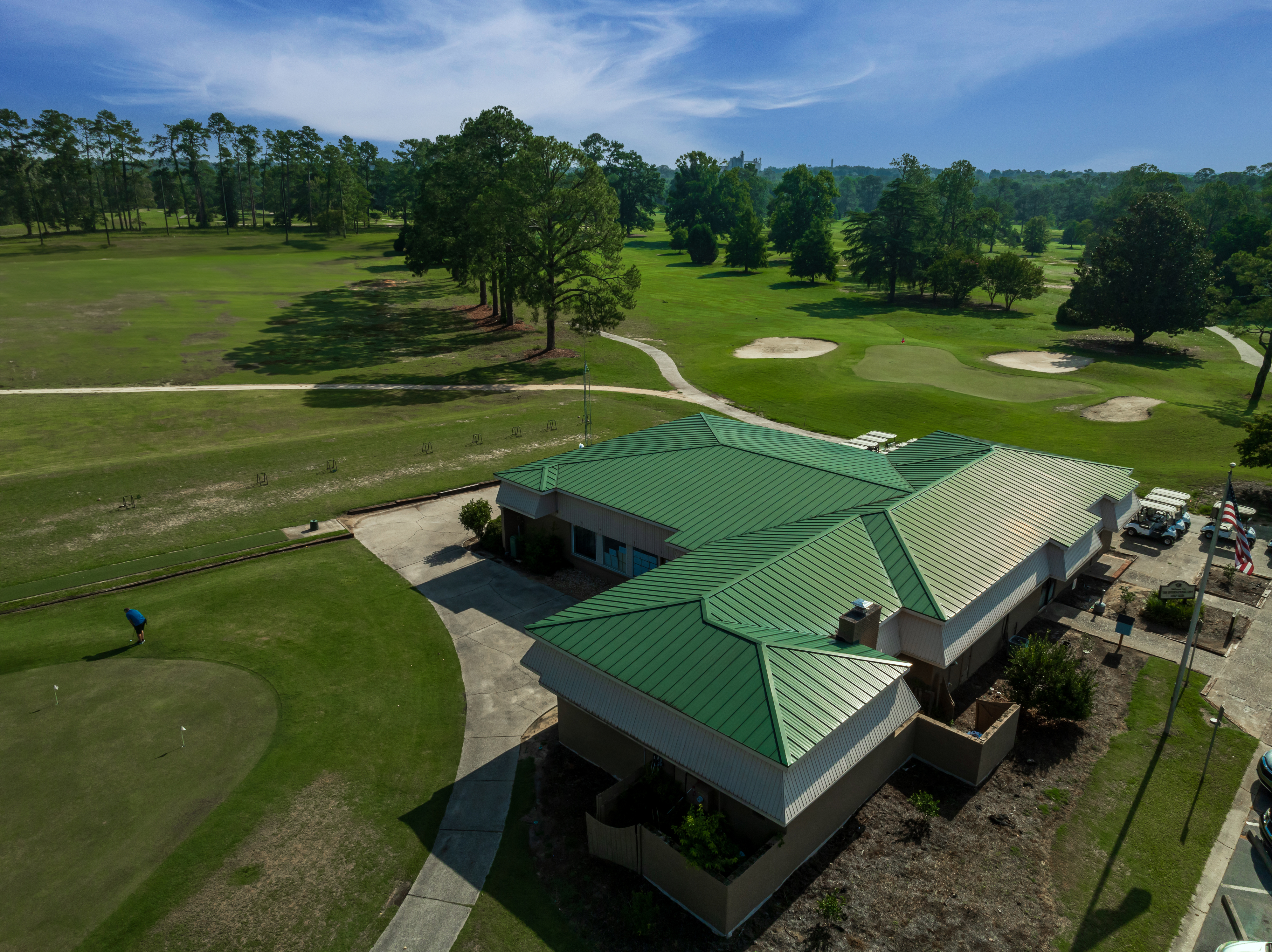 overhead view of club house and range