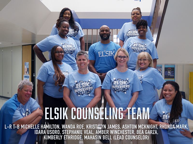 The Elsik Counseling staff cares about our students. We're here to help with academic and personal problems. In addition to handling class schedules and transcripts, we are certified and trained to handle a wide variety of personal concerns. Feel free to make an appointment to see your counselor so we can devote our full attention to your needs.   How do you see your Counselor?   If you would like to visit with your counselor, you can stop by their respective offices at the following times:  * Before school (starting at 7:00 am) * During lunches * After school (until 3:00 pm)  You may also fill out the "Request to See Counselor" form that is available in the Counselors' Suite N1035 (downstairs by central stairs) front office.   What can my Counselor do for me?   Your counselor can help when you need to know about:  Credits Graduation Plan Courses GPA/Rank SOAR program Night School Edgenuity Your counselor can also help when you need someone to talk to and listen about anything that you may need support in (ie. divorce/separation, grief, peers and family conflicts, personal problems, etc.)   WHO IS MY COUNSELOR?