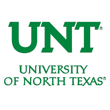 Green text reading "UNT University of North Texas" displayed on a white background.