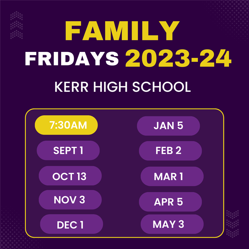Schedule of Kerr Family Fridays for 2023-2024