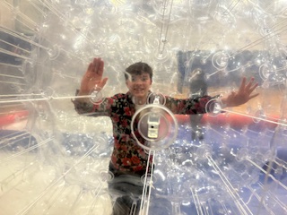 MorganDavid inside a human bubble ball