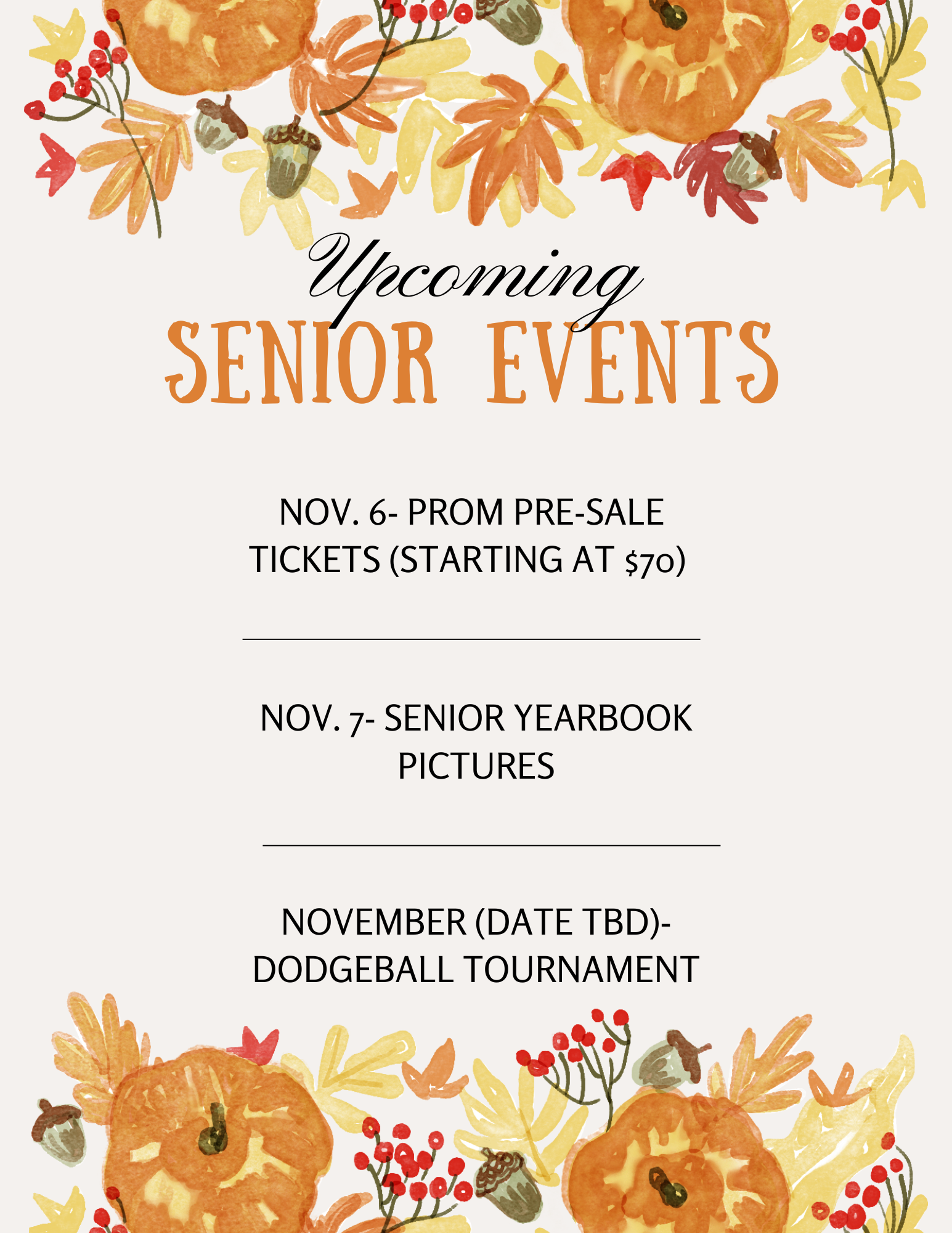 Fall Sr Events