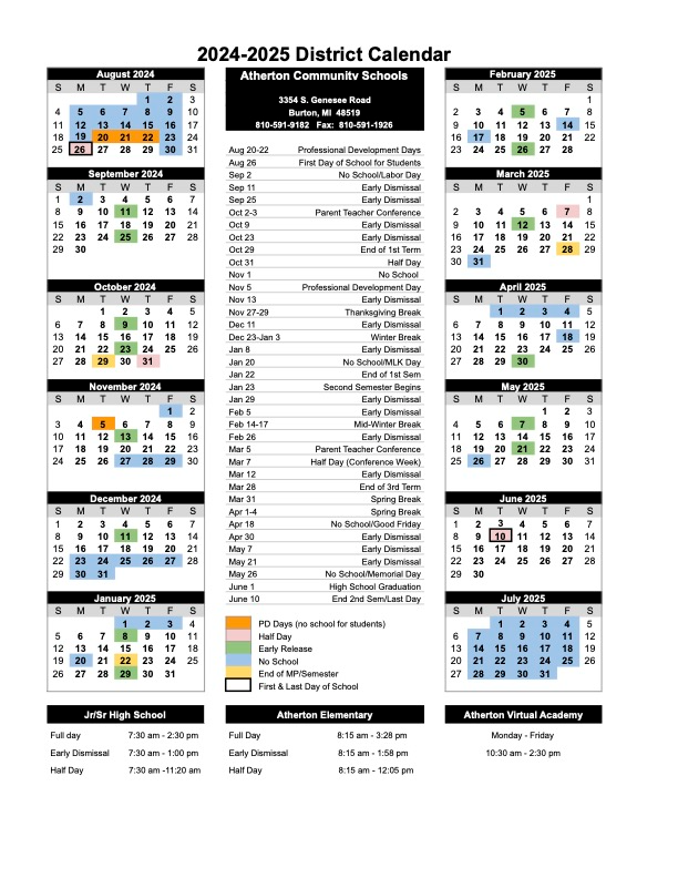 2024-2025 District Calendar