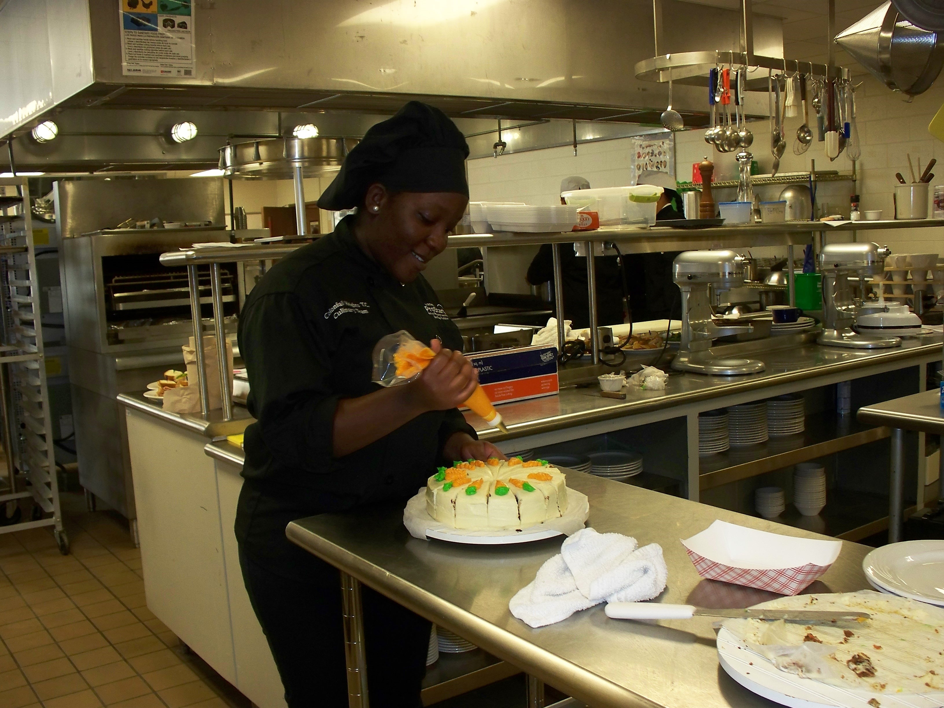 students cooking in class