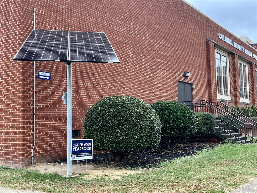 Large solar panel on the left corner of CHMS