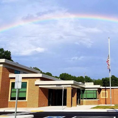 Rainbow over NES Front Entrance