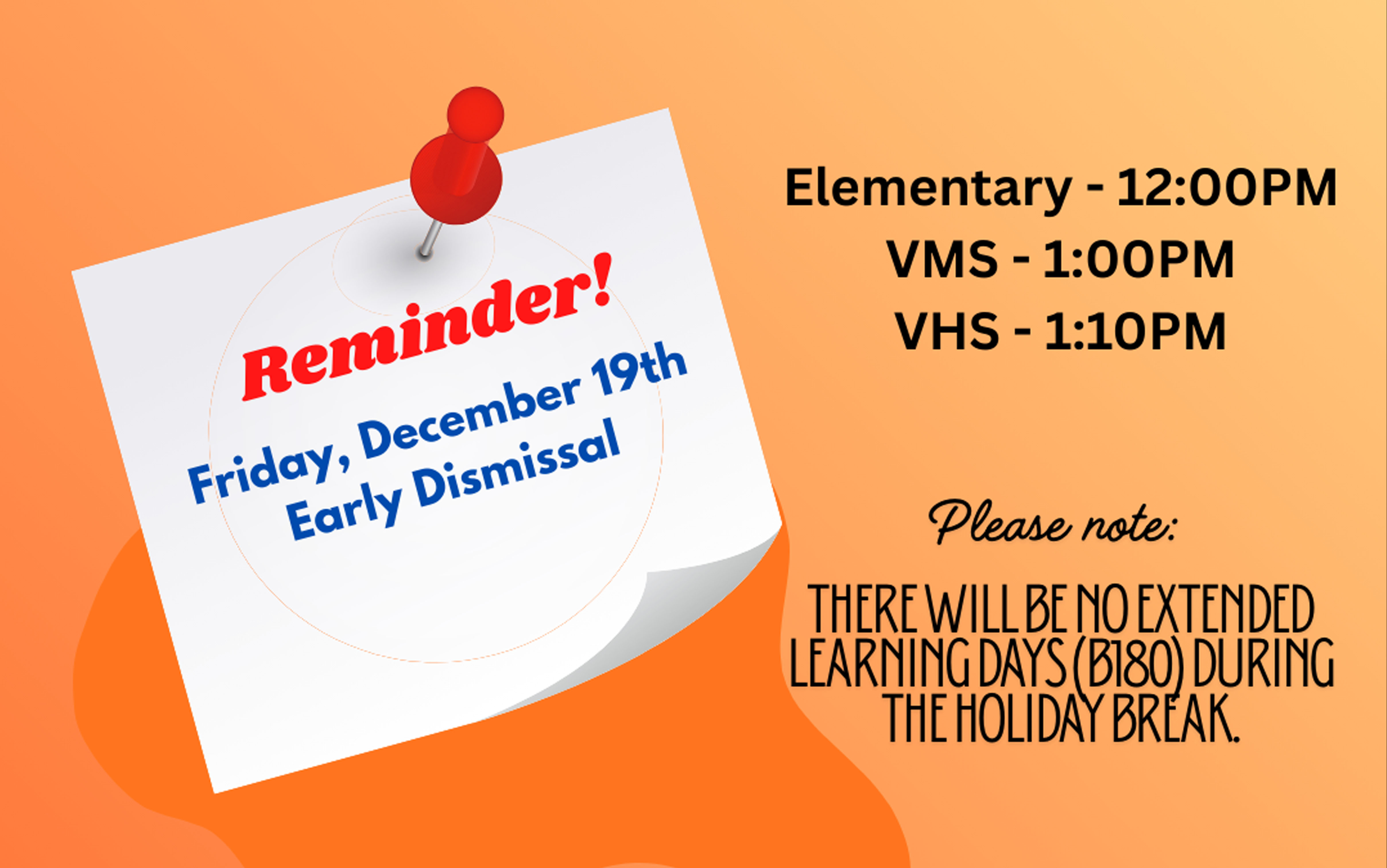 early dismissal december 19