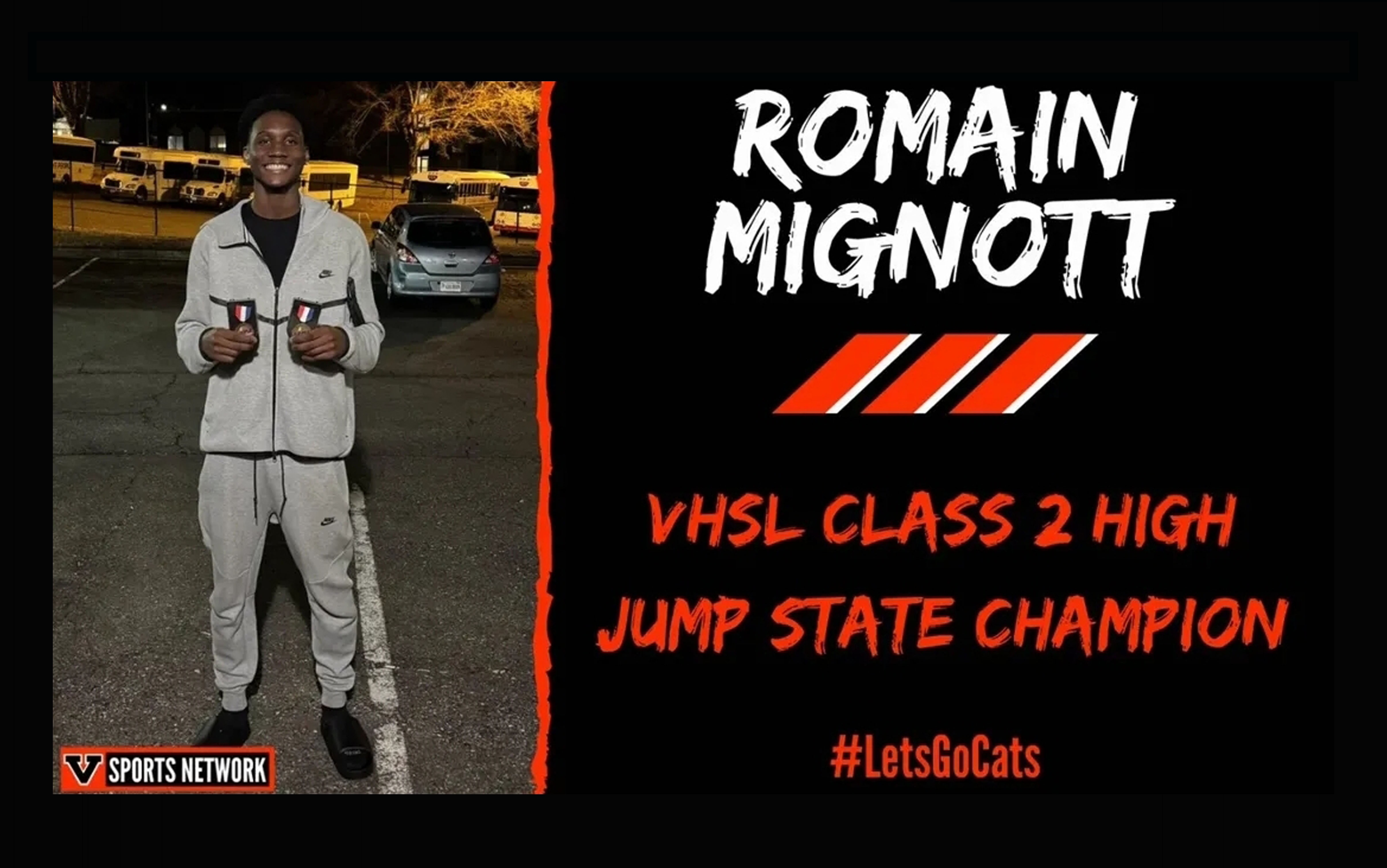 Romain Mignott VHSL Class 2 High Jump champion