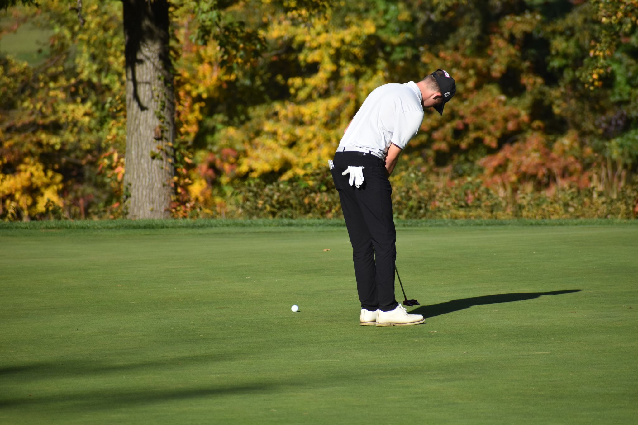 golf player about to hit the ball