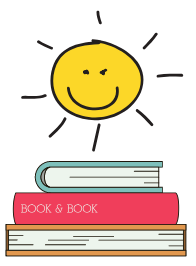 Drawing of sun on top of books