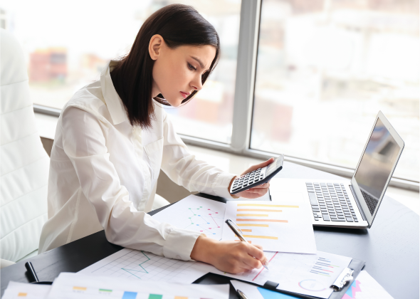 Woman doing calculations