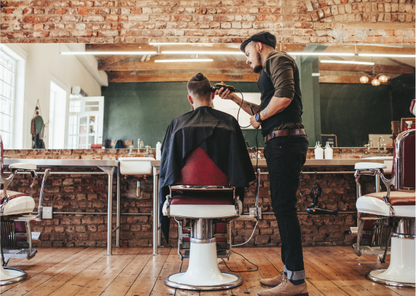 Barber cutting hair