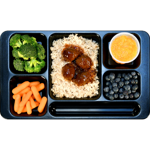 school lunch tray filled with food