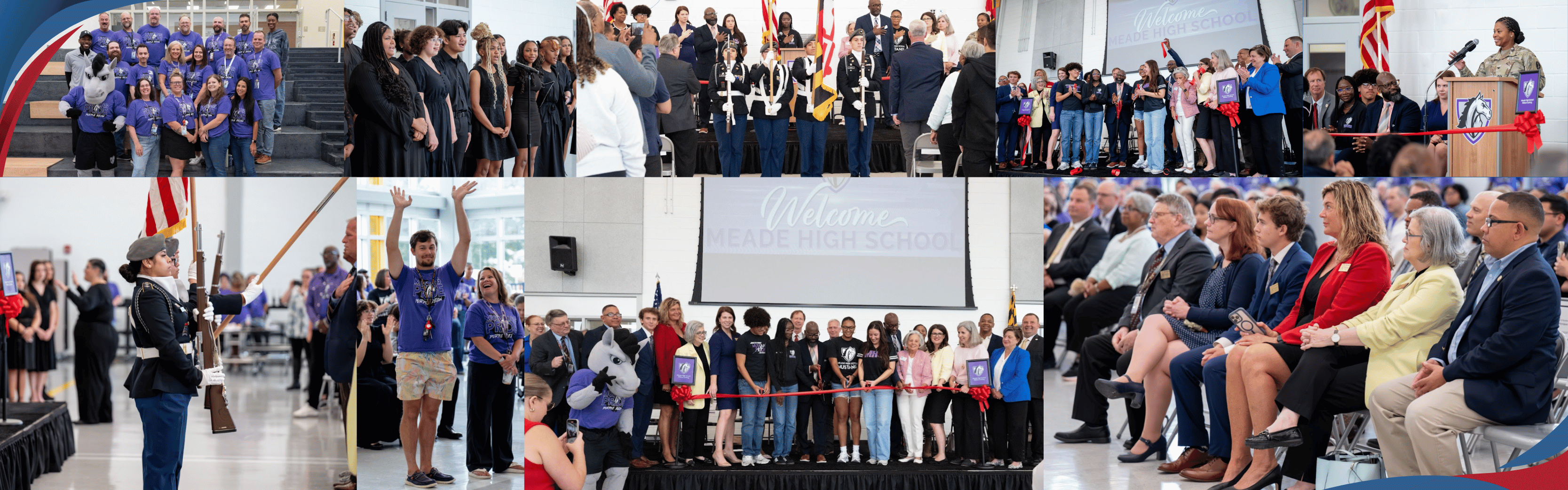Collection of pictures of students, staff, and guests at the Meade High School ribbon cutting ceremony on Thursday, August 21, 2025.  