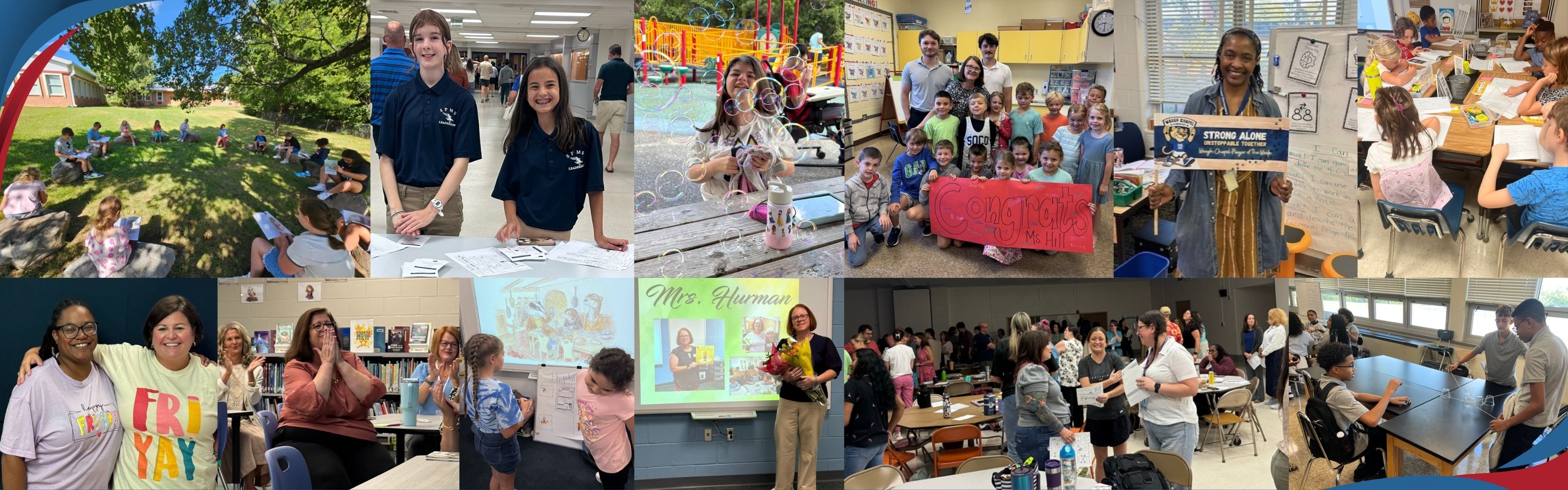 Collection of pictures of students and staff actively engaged in learning and celebrating their success this school year.  