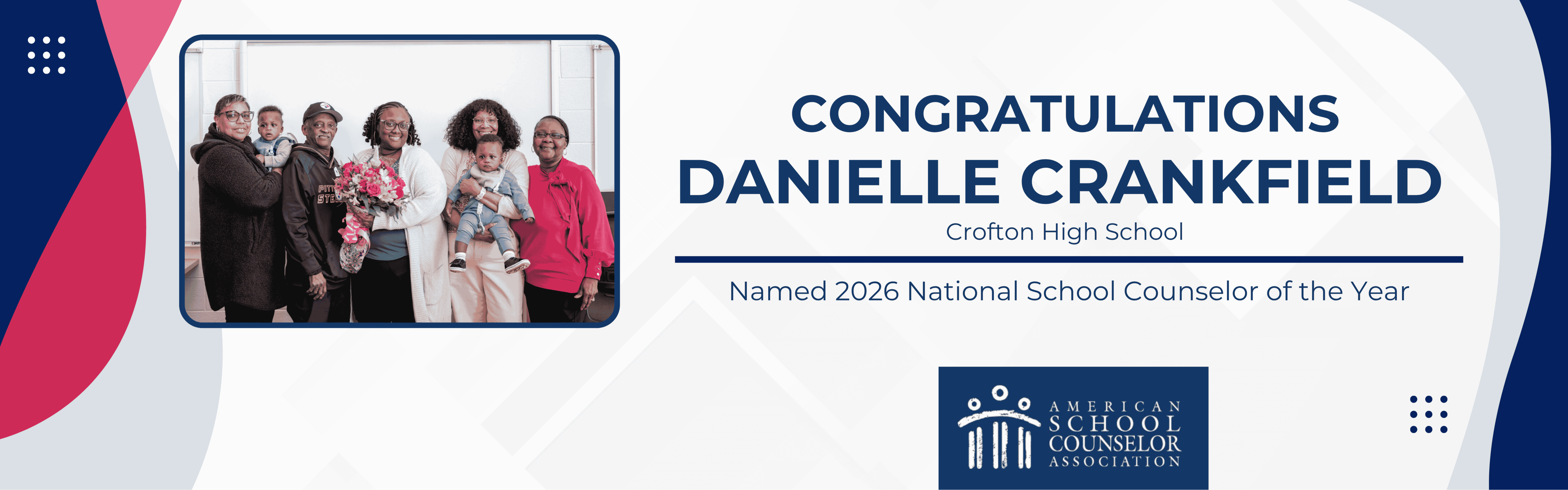 Danielle Crankfield, Crofton High School, was named 2026 National School Counselor of the Year today by the American School Counselor Association (ASCA)