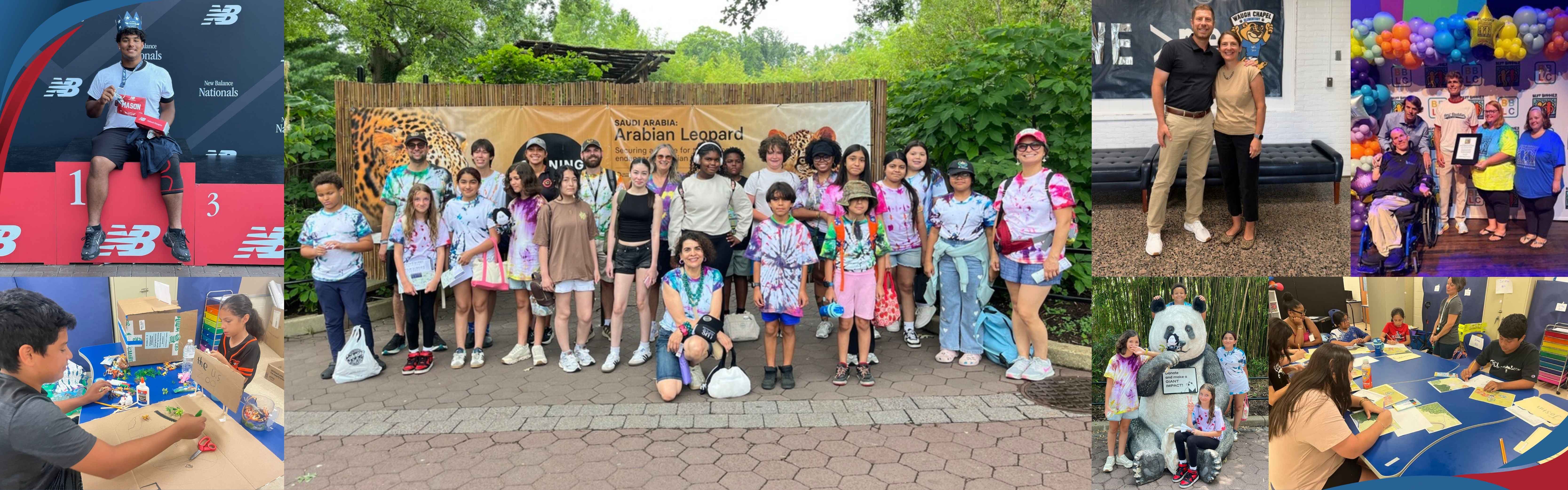 A collection of pictures of students and staff actively engaged in learning and celebrating their success this school year.  Featured pictures: New Balance National Championships, Zoo Summer Camp,  Best Buddies, and WCES summer planning. 