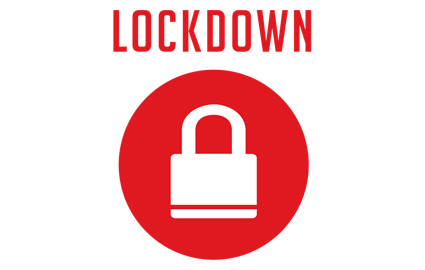 Illustration of a padlock with "lockdown" written above