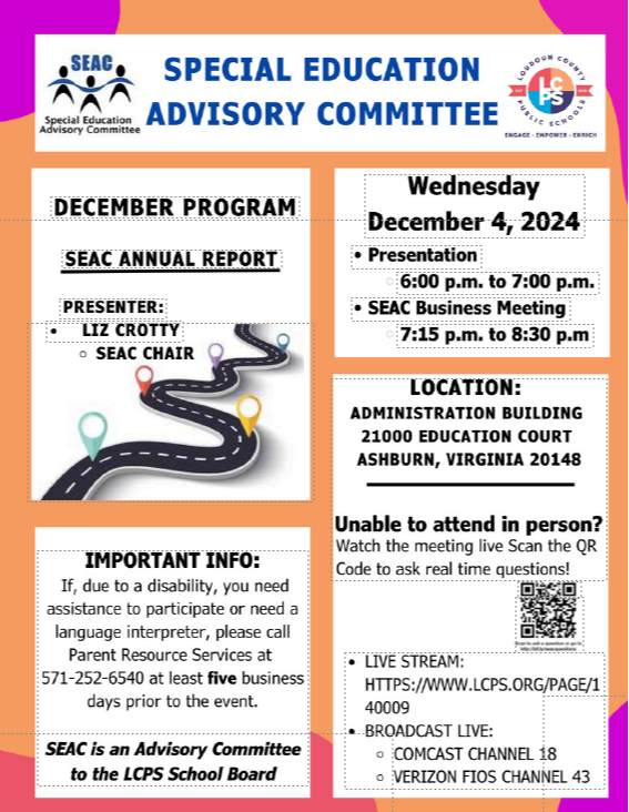 Flyer for December, 2024 SEAC Meeting