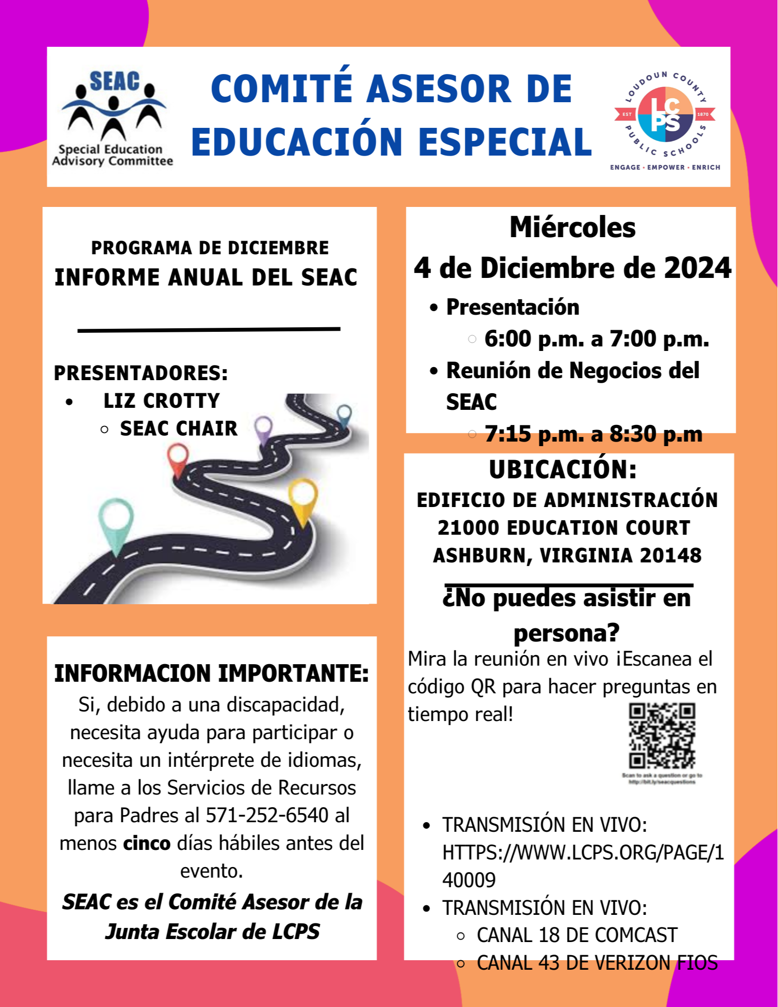 Spanish Flyer for December, 2024 SEAC Meeting