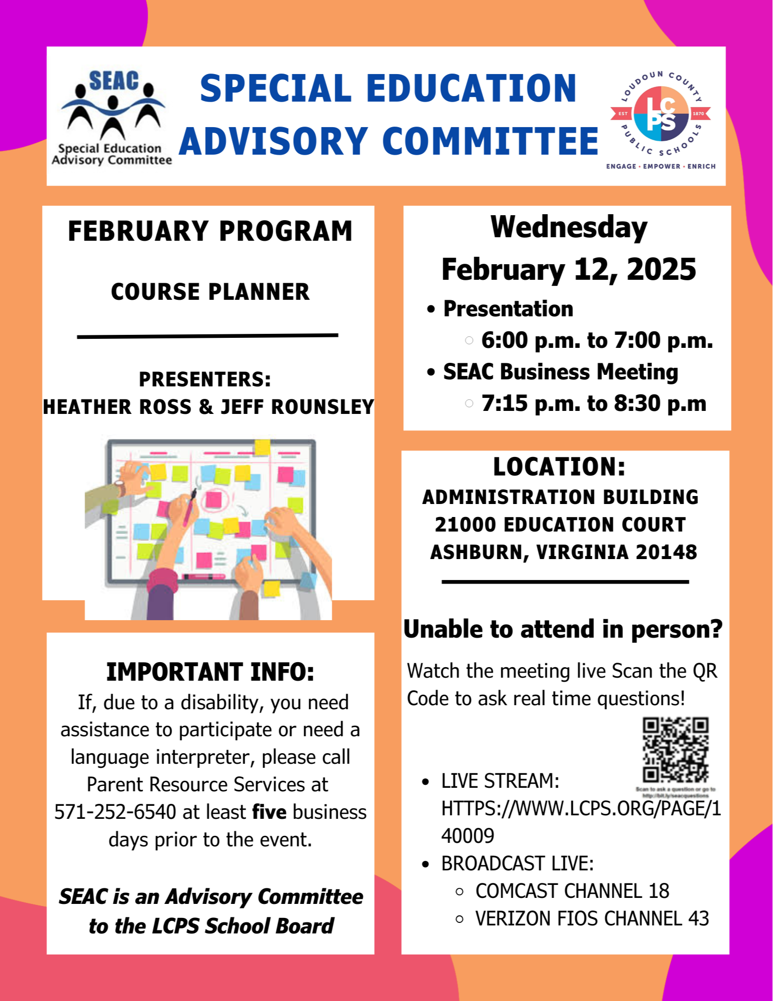 Flyer for February, 2025 SEAC Meeting