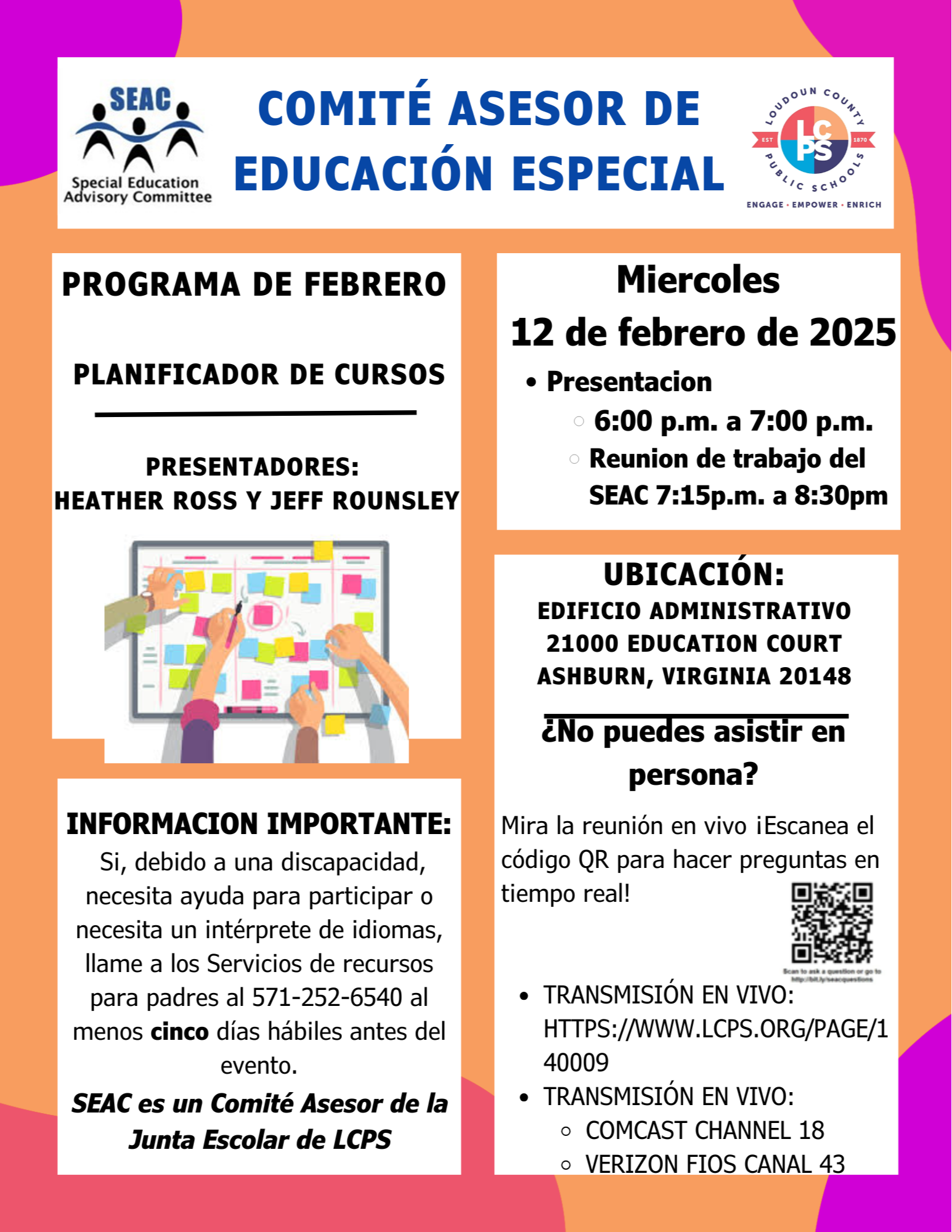 Meeting Flyer in Spanish for February, 2025 SEAC meeting