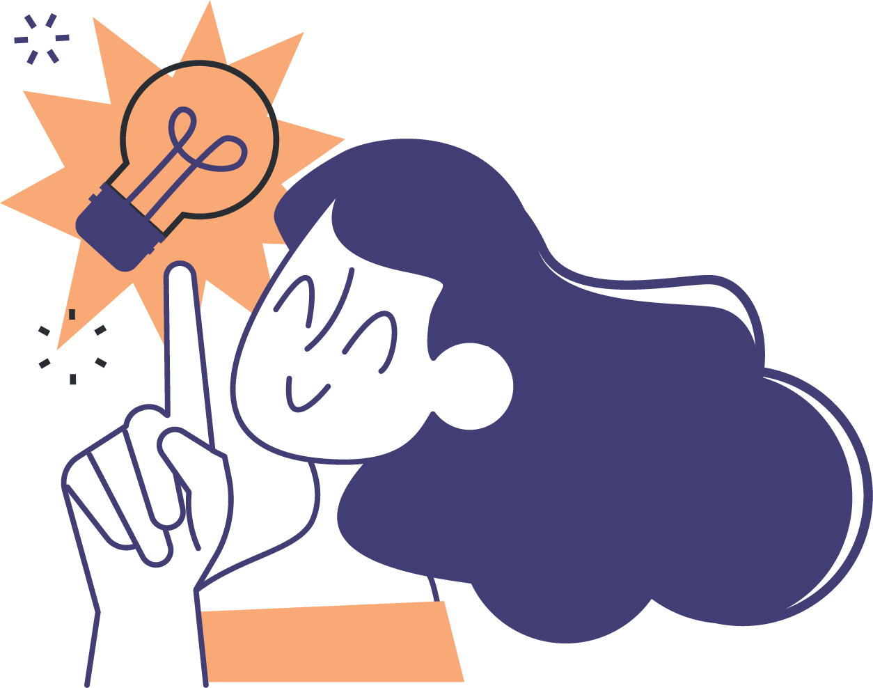 Illustration of a smiling person  holding up a finger as a lightbulb glows above—symbolizing insight, confidence, and understanding. Used to represent the Navigating Special Education with Confidence and Clarity workshop.