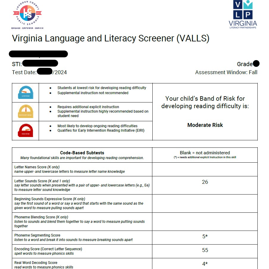 VALLS Snapshot of a Report