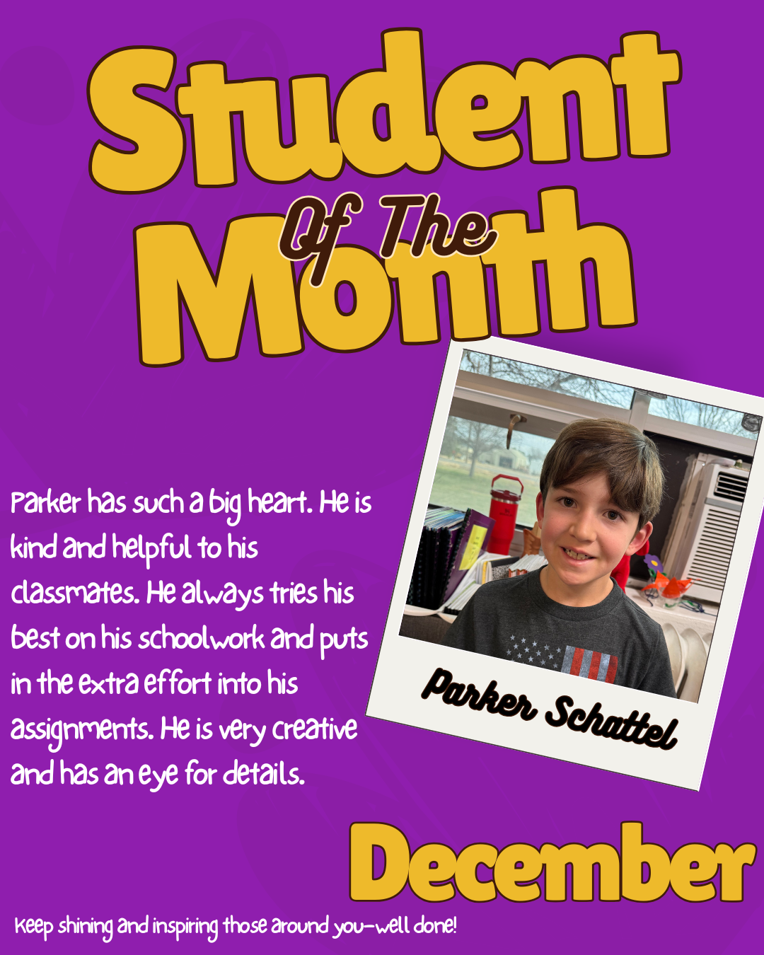 Elementary Student of the Month