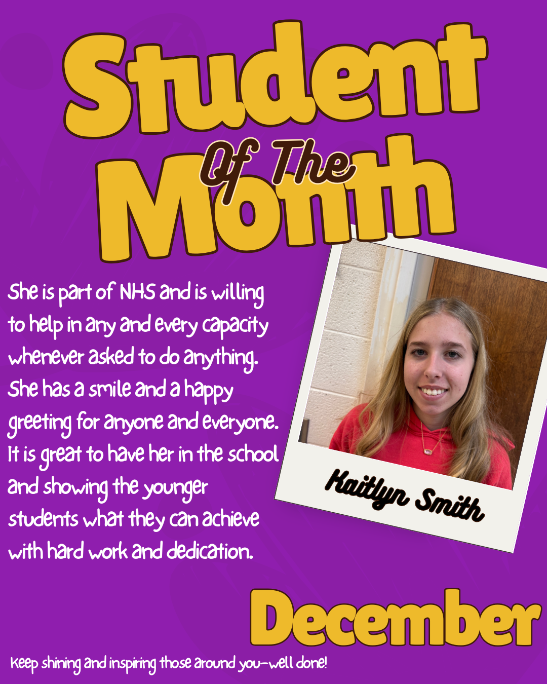 Junior High & High School Student of the Month