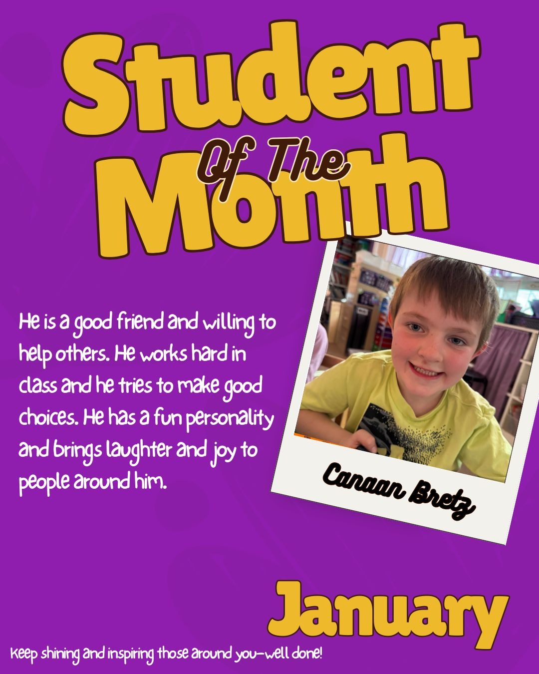 Elementary Student of the Month