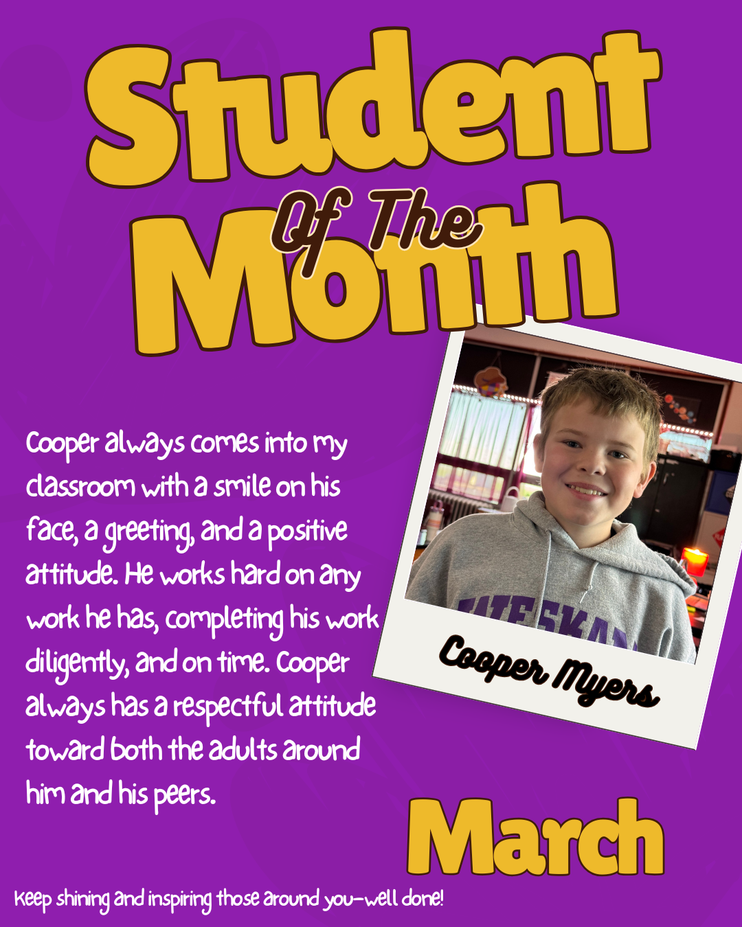 Junior High & High School Student of the Month