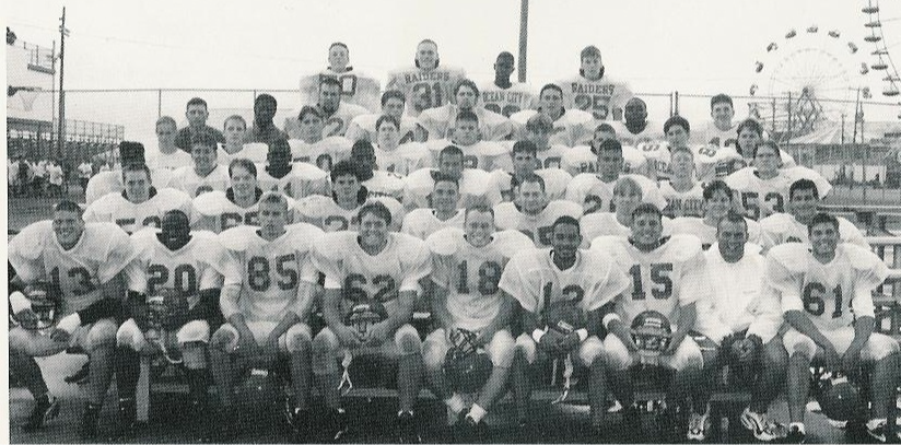 In the 1996-97 school year, Ocean City High School was in Group 4 for the only year of its existence. The Raiders competed with the schools with the largest enrollment. This football team did more than compete. During the regular season they defeated nine teams by an average of 31 points each. In the NJSIAA playoffs they drew the two teams rated highest in South Jersey - Washington Township and Shawnee - and defeated them by a combined 65 points. These Raiders were ranked No. 1 in South Jersey, No. 3 in New Jersey and No. 8 in the East by USA Today. Kevin Sinclair, Scott Lipford, Dennis Singleton and Greg LeFever were all named all-state, but this team was far more than the sum of its parts.