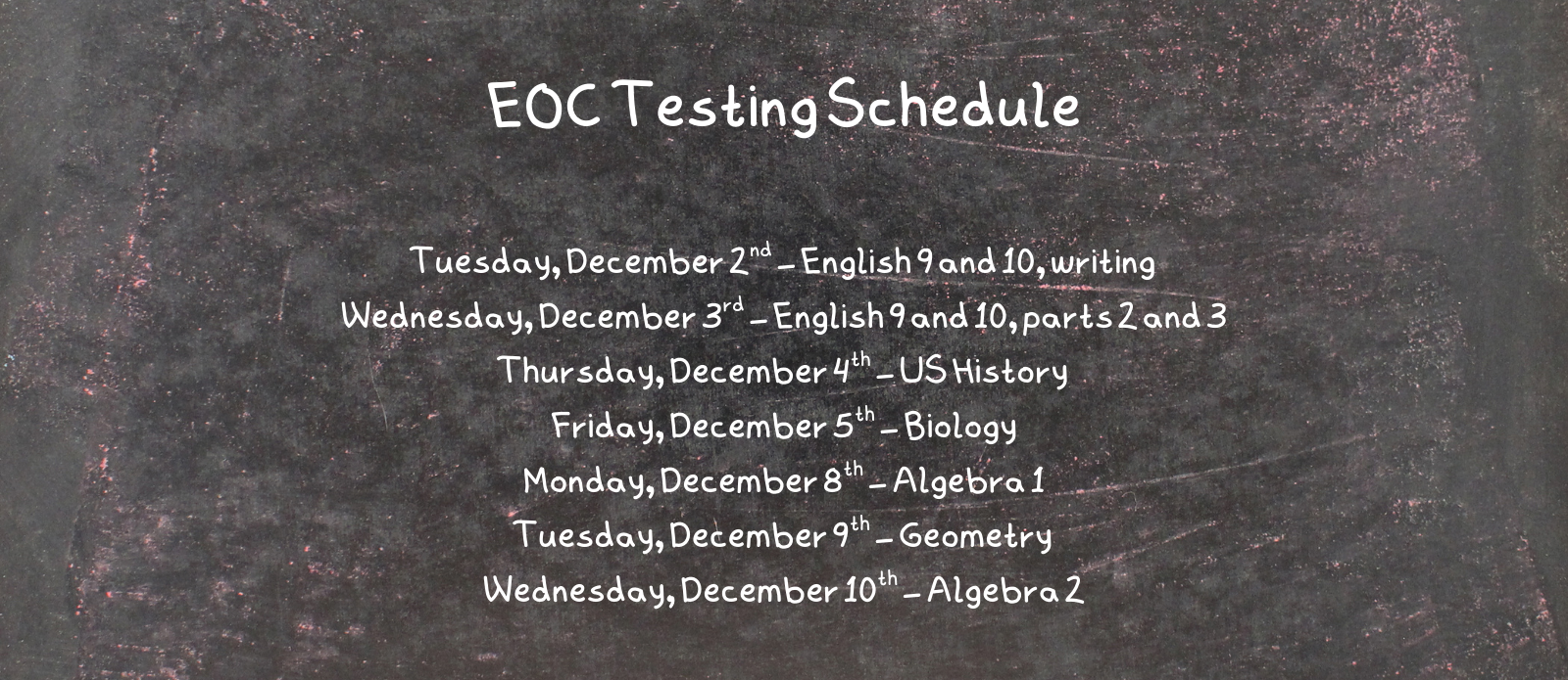 EOC schedule, 2025